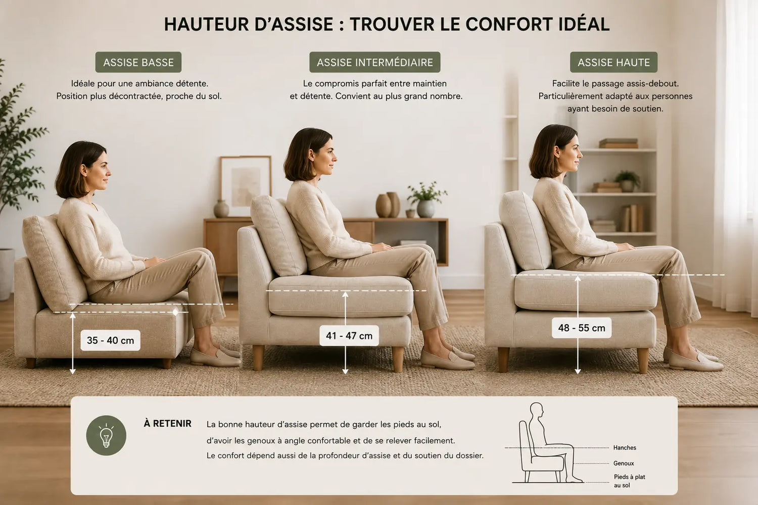 Quelle hauteur d’assise choisir pour un canapé confortable ?
