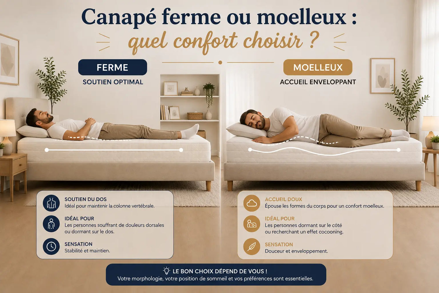Canapé ferme ou moelleux : quel confort choisir ?