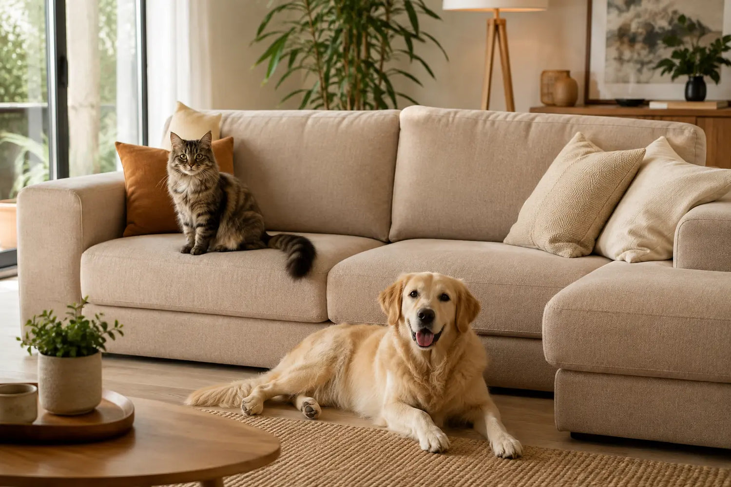 Quel revêtement de canapé choisir avec un chat ou un chien ?