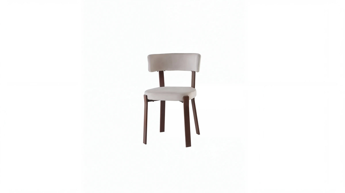 CHAISE NORDIK ASSISES VELOURS BEIGE - Pied Effet noyer 
