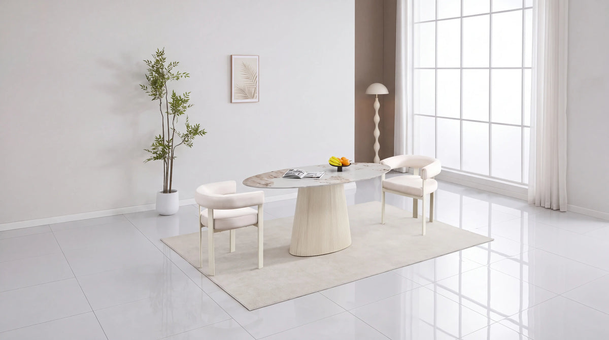 Lot de 2 chaises de salle à manger modernes VAIANA VELOURS - Pied Beige