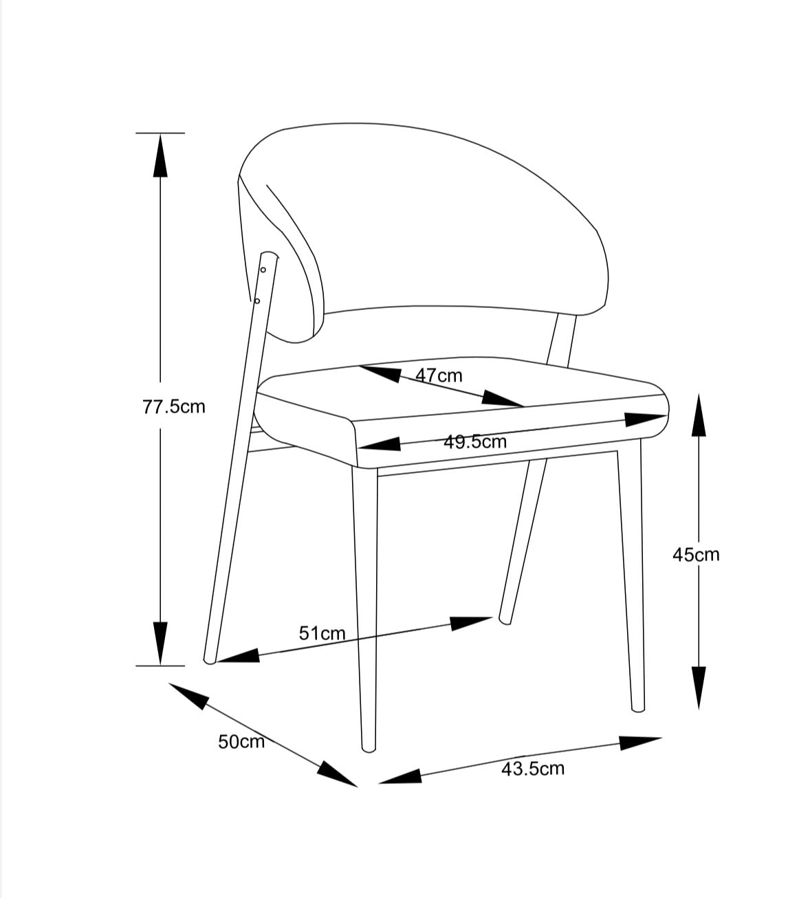 CHAISE LAMIA PIEDS EFFET METAL - Pied - Effet bois - Noir - Effet noyer -  TISSU MARBELLA - Marron glacé