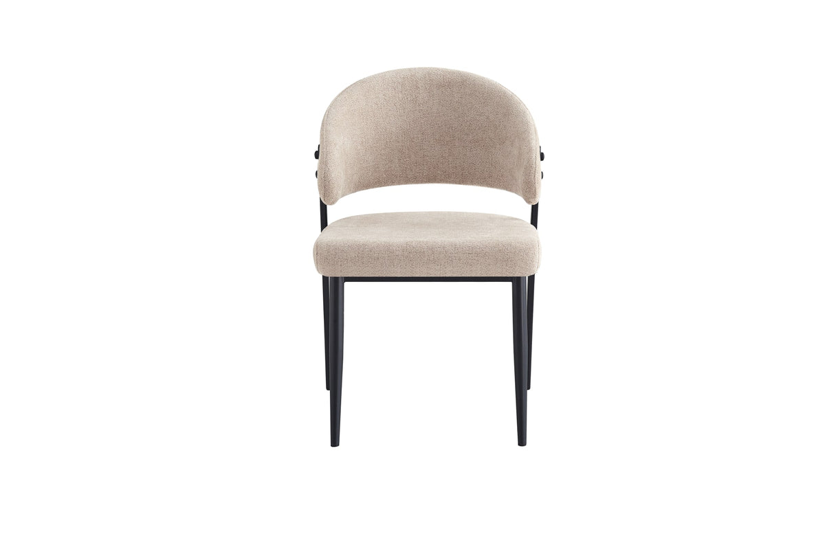 CHAISE LAMIA PIEDS EFFET METAL - Pied Noir -  TISSU MARBELLA - Marron glacé