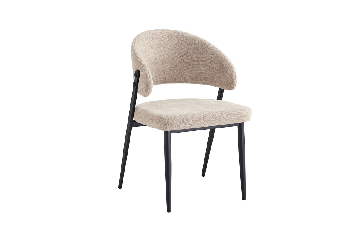 CHAISE LAMIA PIEDS EFFET METAL - Pied - Noir -  TISSU MARBELLA - Marron glacé