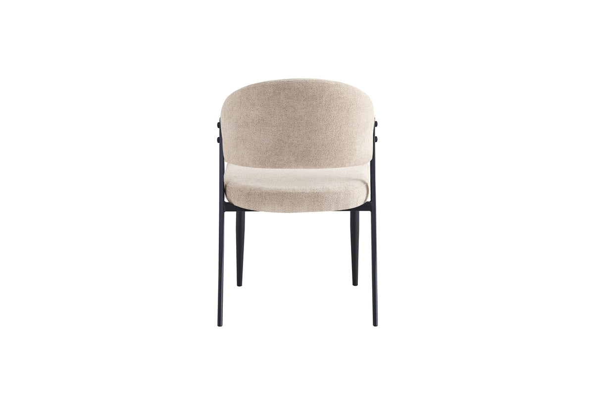 CHAISE LAMIA PIEDS EFFET METAL - Pied - Noir -  TISSU MARBELLA - Marron glacé