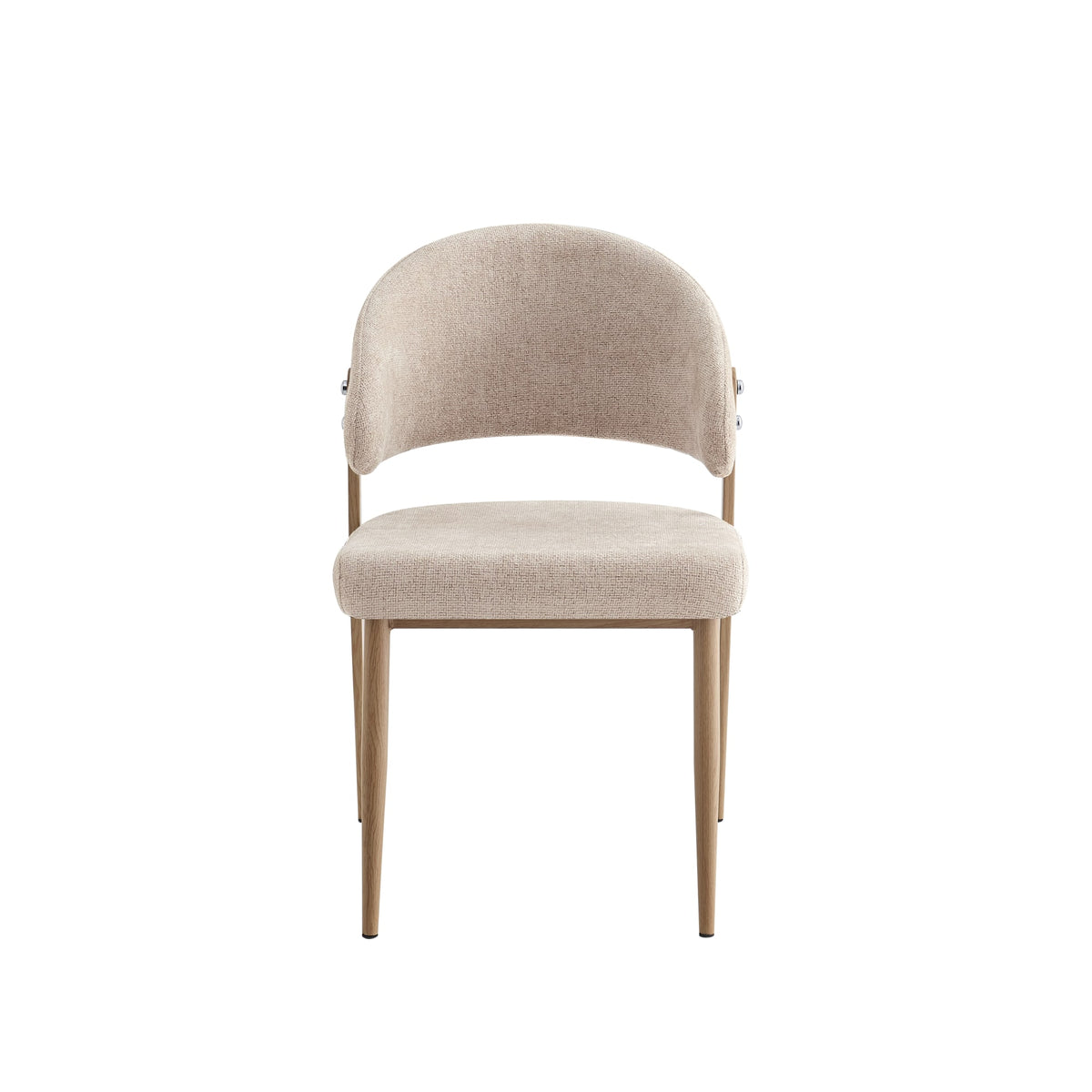 CHAISE LAMIA PIEDS EFFET METAL - Pied - Effet bois -  TISSU MARBELLA - Marron glacé