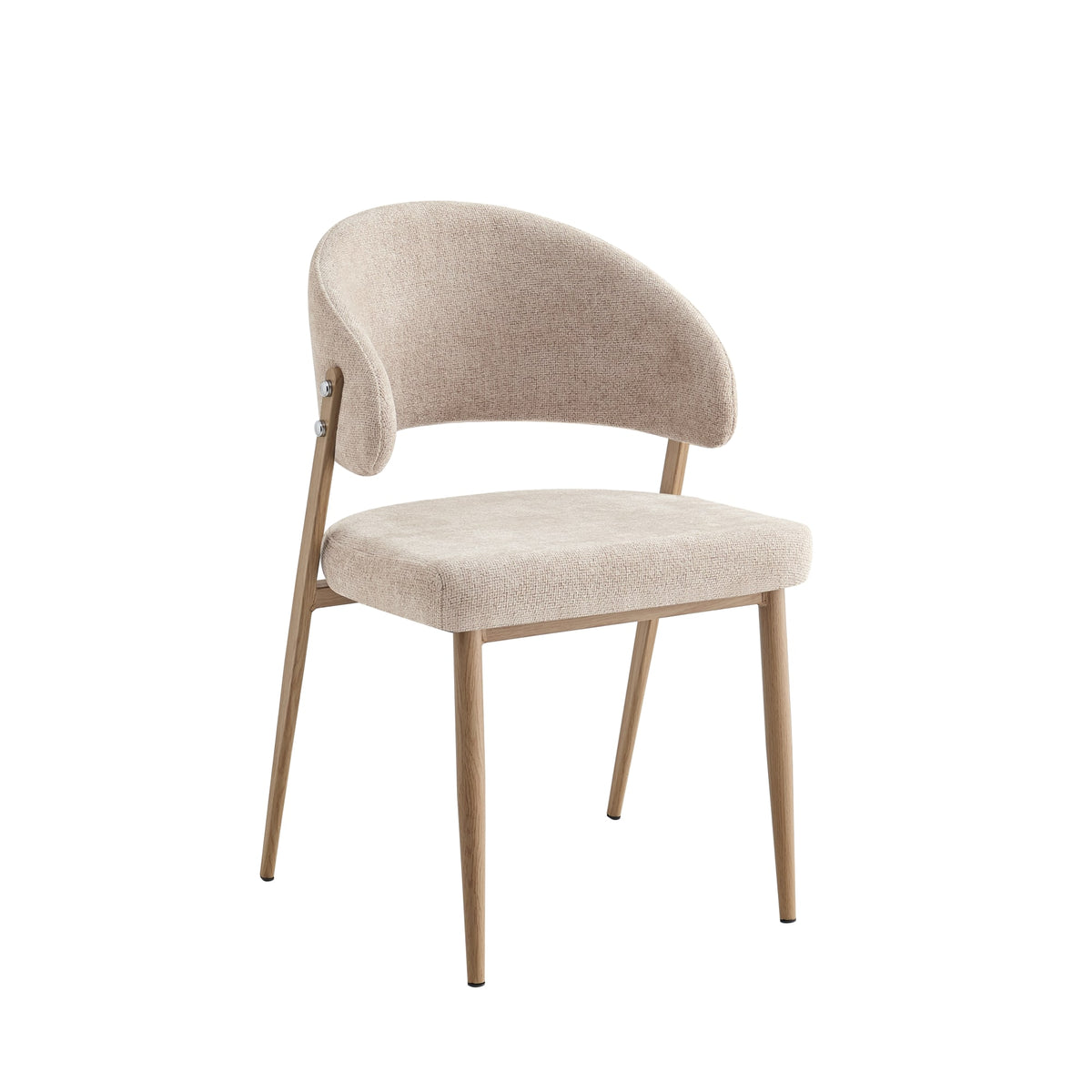 CHAISE LAMIA PIEDS EFFET METAL - Pied - Effet bois -  TISSU MARBELLA - Marron glacé