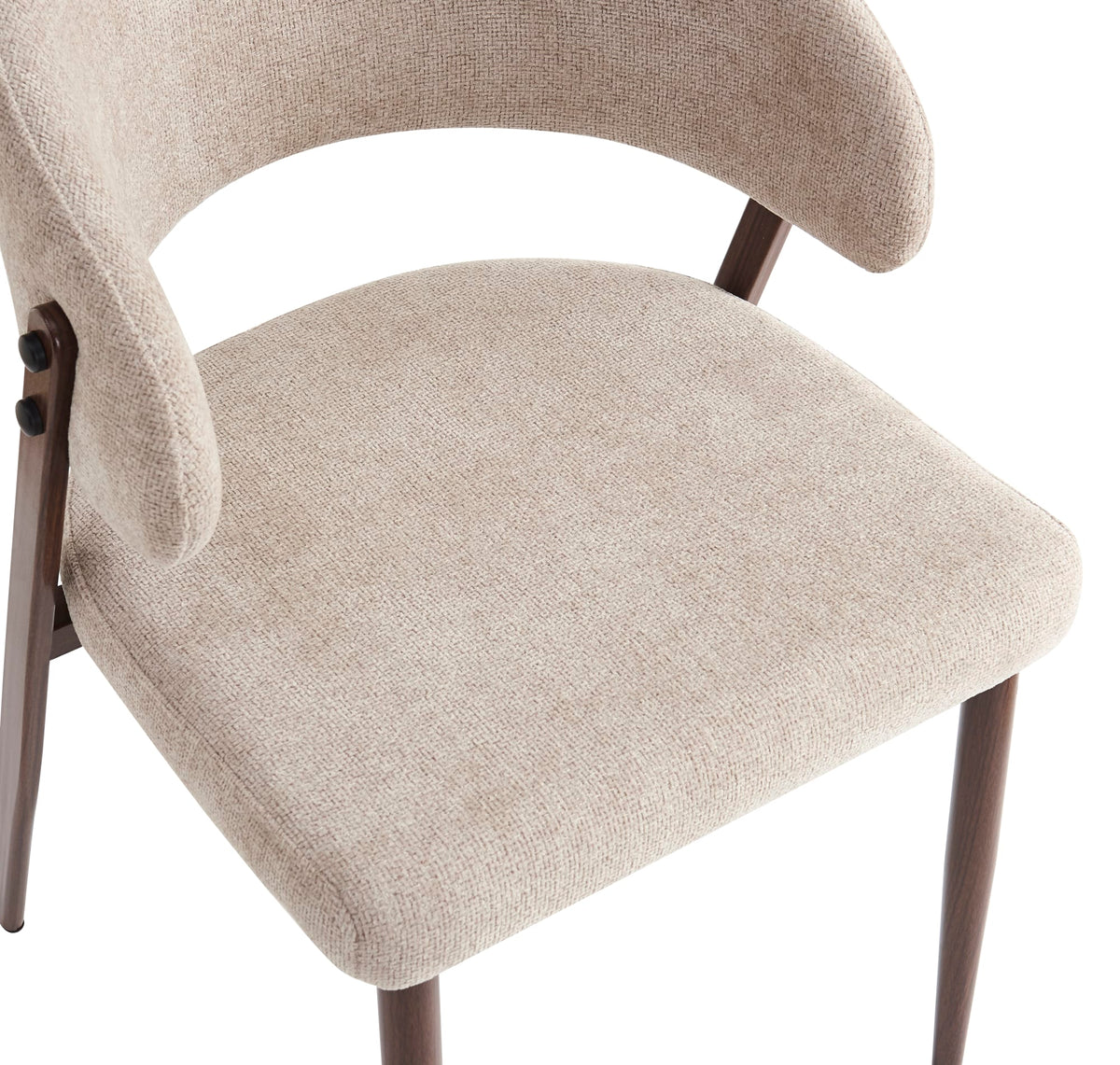 CHAISE LAMIA PIEDS EFFET METAL - Pied - Effet noyer -  TISSU MARBELLA - Marron glacé
