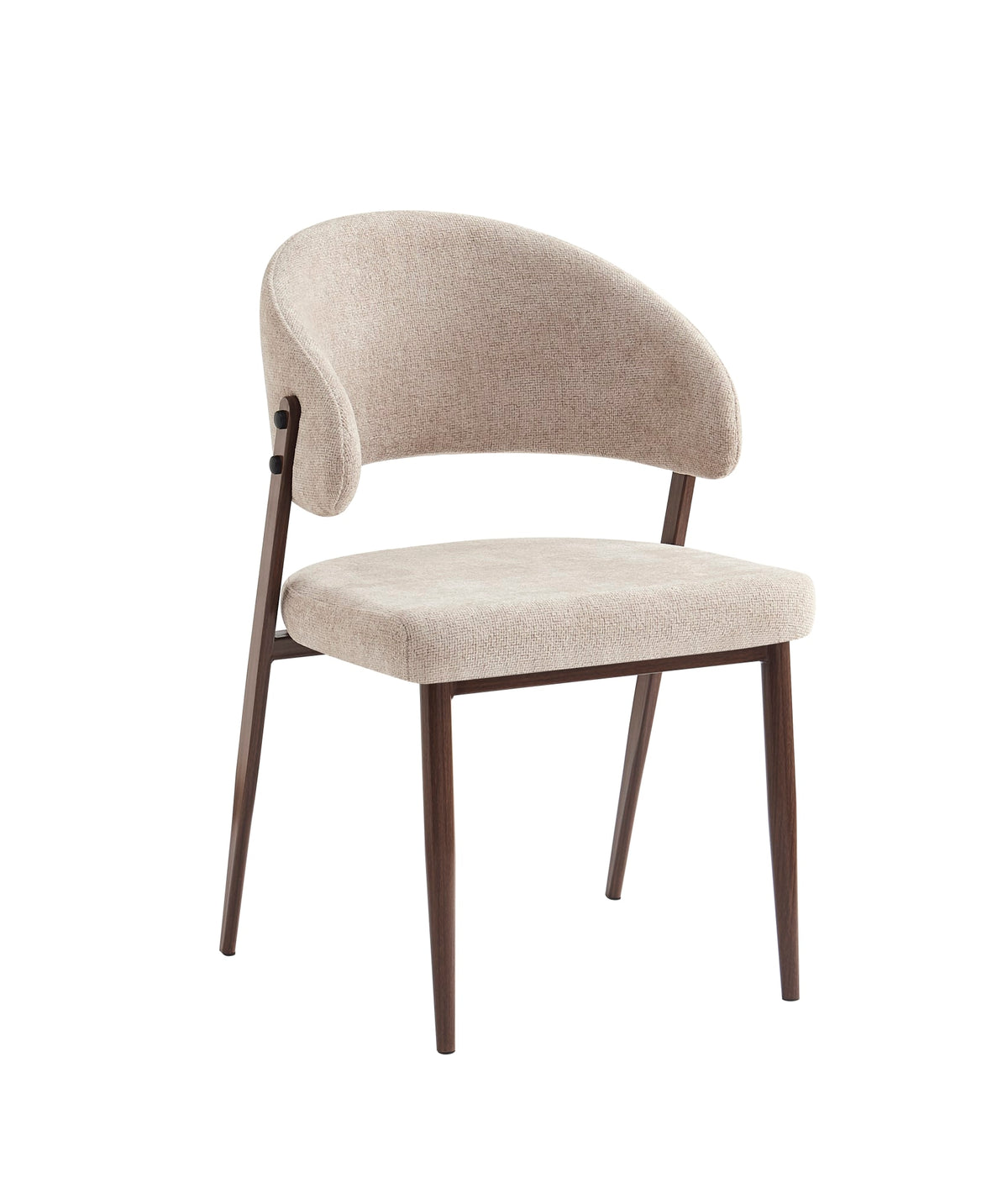 CHAISE LAMIA PIEDS EFFET METAL - Pied - Effet noyer -  TISSU MARBELLA - Marron glacé