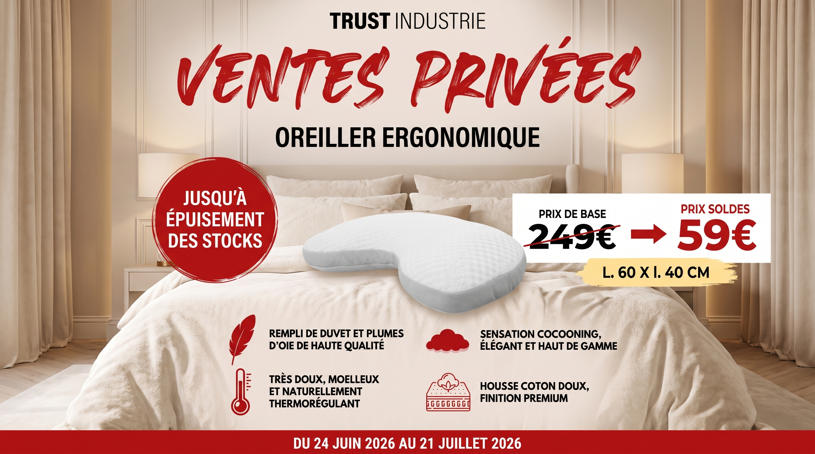 Oreiller ERGONOMIC ergonomique en fibre recyclée
