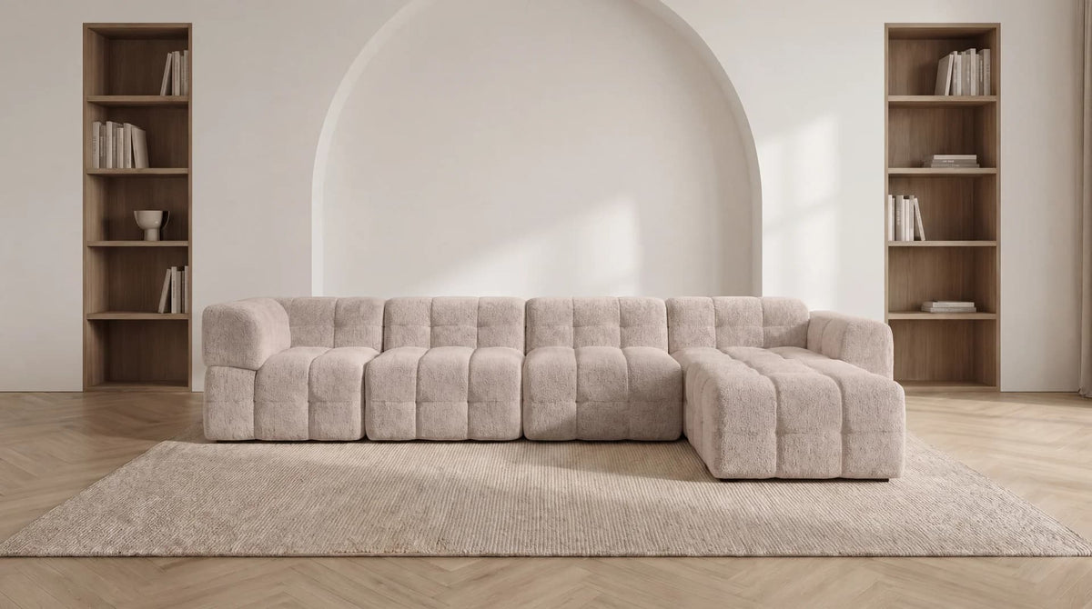 Canapé modulable 5 places MARQUIS en tissu - TRUST INDUSTRIE - Beige - Droit - 
