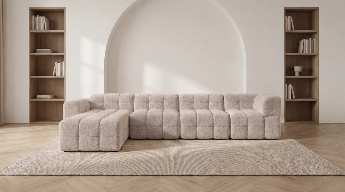Canapé modulable 5 places MARQUIS en tissu - TRUST INDUSTRIE - Beige - gauche - 