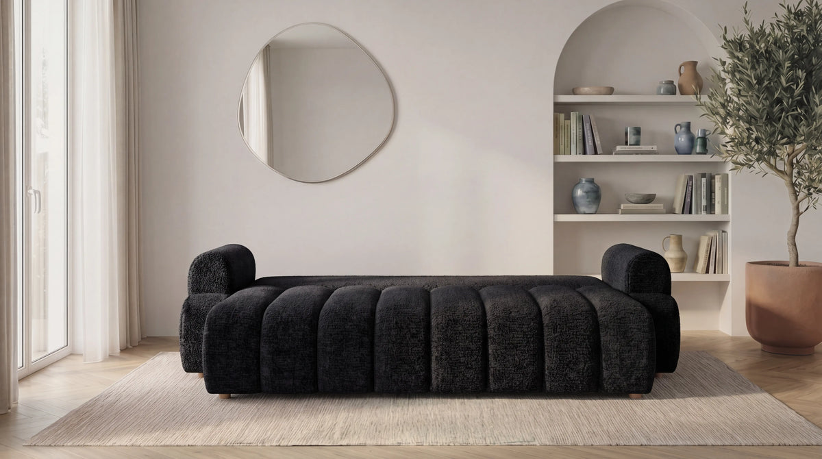 Canapé droit MAYO 3 places en tissu - TRUST INDUSTRIE - Gris anthracite - 