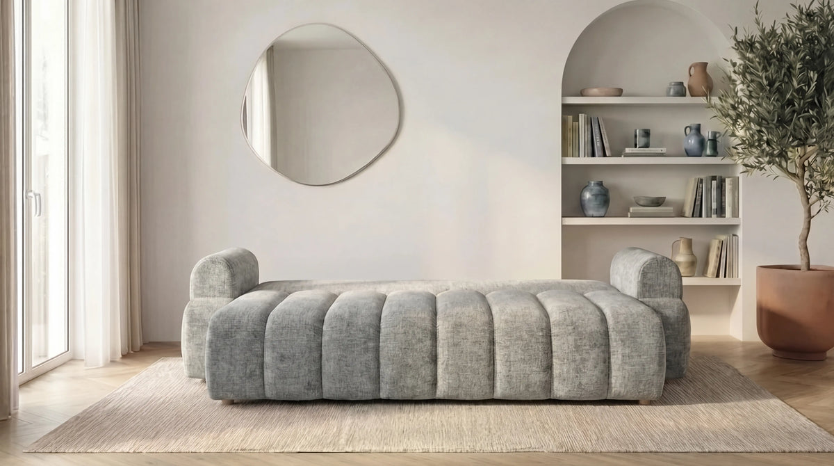 Canapé droit MAYO 3 places en tissu - TRUST INDUSTRIE - Gris