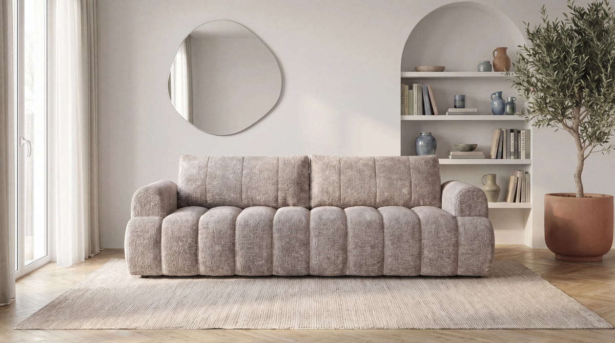 Canapé droit MAYO 3 places en tissu - TRUST INDUSTRIE - Taupe