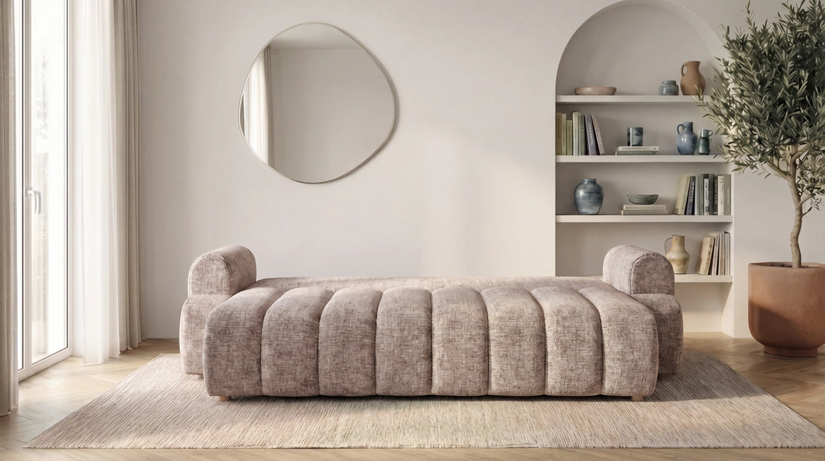 Canapé droit MAYO 3 places en tissu - TRUST INDUSTRIE - Taupe
