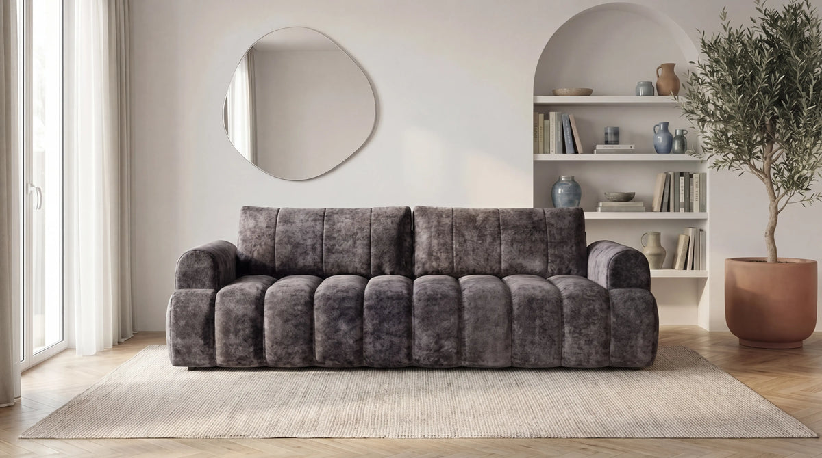 Canapé droit MAYO 3 places en tissu - TRUST INDUSTRIE - Taupe foncé