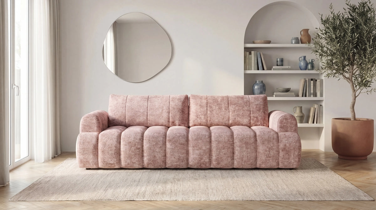 Canapé droit MAYO 3 places en tissu - TRUST INDUSTRIE - Rose