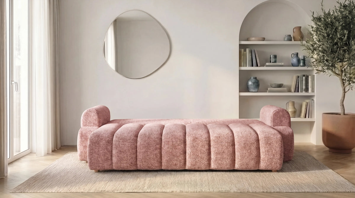 Canapé droit MAYO 3 places en tissu - TRUST INDUSTRIE - Rose