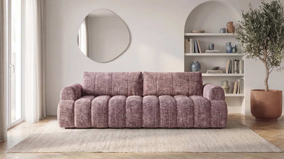 Canapé droit MAYO 3 places en tissu - TRUST INDUSTRIE - Violet clair
