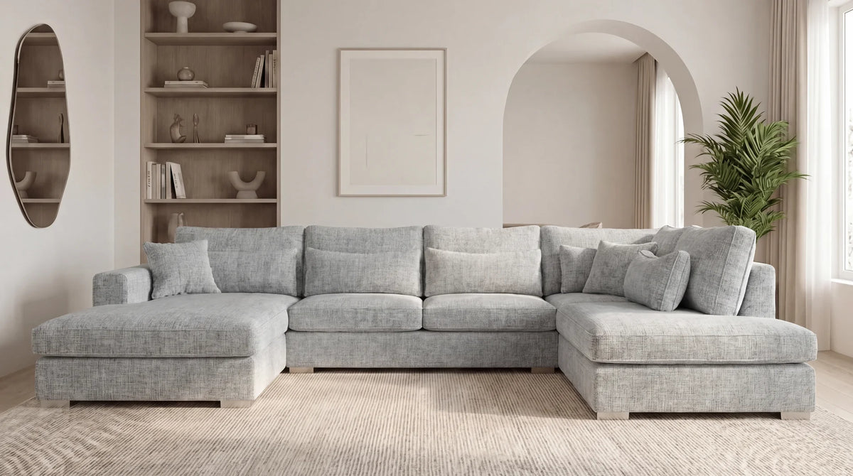 Canapé panoramique déhoussable MARBELLA en tweed - TRUST INDUSTRIE - Gris 03 - gauche - 