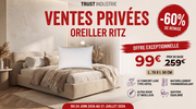 Oreiller RITZ en duvet d’oie haut de gamme