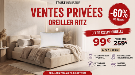 Oreiller RITZ en duvet d’oie haut de gamme