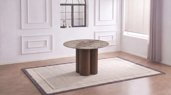 Table à manger ronde HALO avec plateau effet marbre