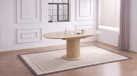 Table à manger ronde extensible SOFIA avec plateau céramique