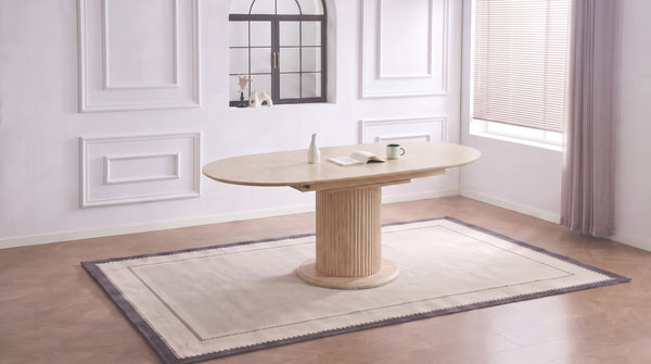 Table à manger ronde extensible SOFIA avec plateau céramique