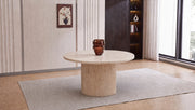 Table à manger extensible KRIZIA effet travertin – 120 à 160 cm – MDF