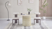 Lot de 2 chaises de salle à manger modernes TIFFANY en tissu velours - Trust Industrie - Assise Beige - Pied Bois noyer 