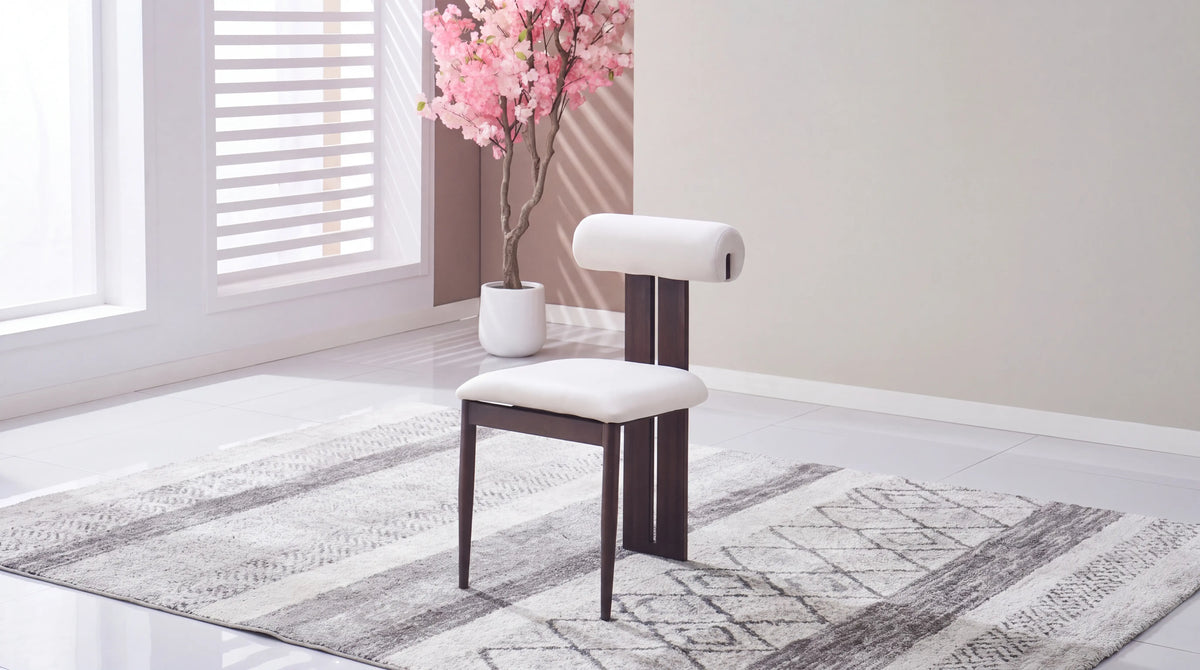 Lot de 2 chaises de salle à manger modernes TIFFANY en tissu velours - Trust Industrie - Assise Beige - Pied Bois noyer 