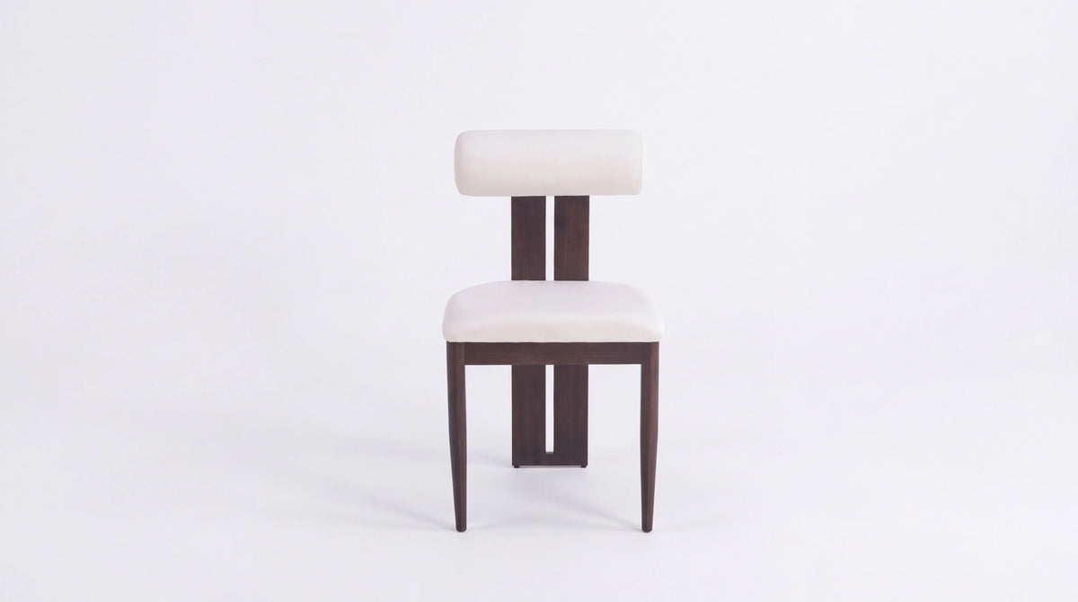 Lot de 2 chaises de salle à manger modernes TIFFANY en tissu velours - Trust Industrie - Assise Beige - Pied Bois noyer 