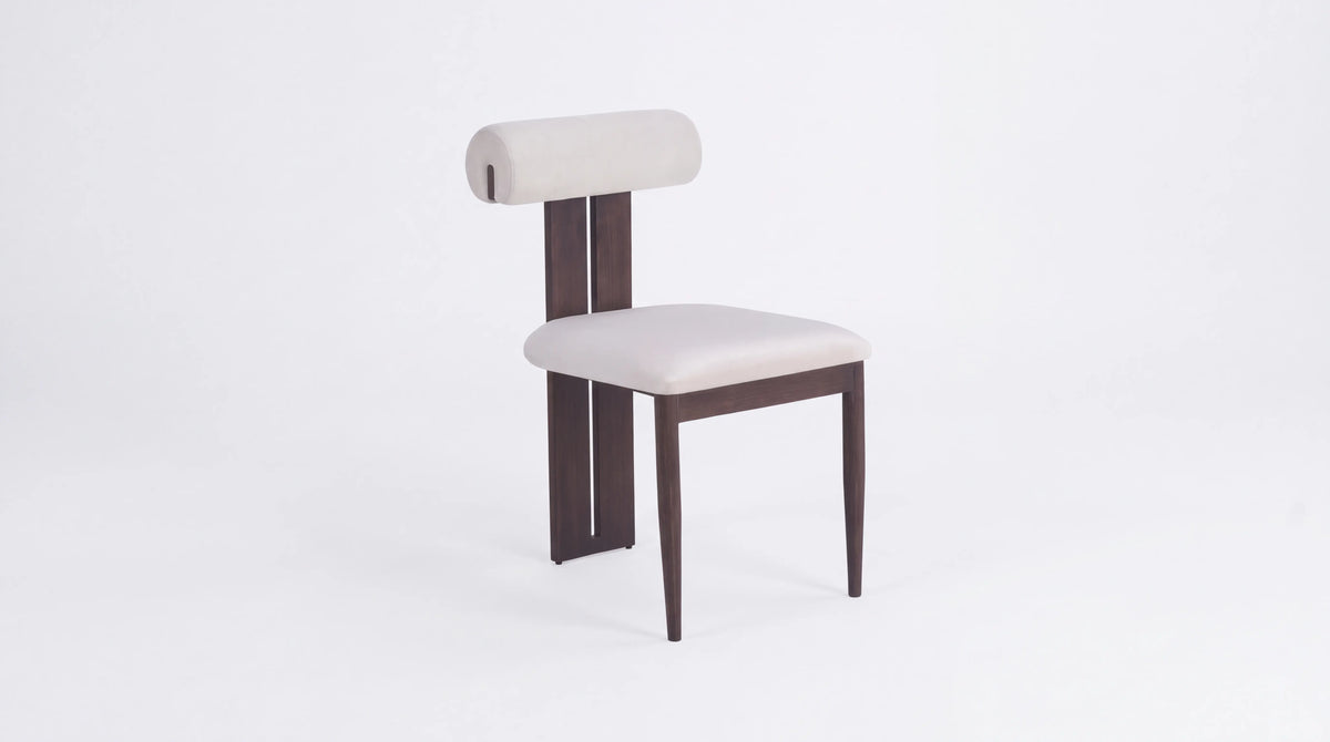 Lot de 2 chaises de salle à manger modernes TIFFANY en tissu velours - Trust Industrie - Assise Beige - Pied Bois noyer 