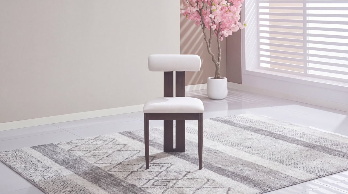 Lot de 2 chaises de salle à manger modernes TIFFANY en tissu velours - Trust Industrie - Assise Beige - Pied Bois noyer 