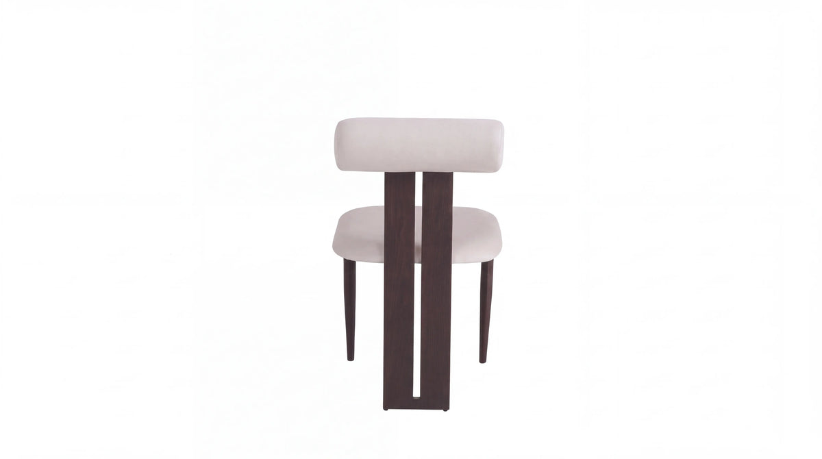 Lot de 2 chaises de salle à manger modernes TIFFANY en tissu velours - Trust Industrie - Assise Beige - Pied Bois noyer 