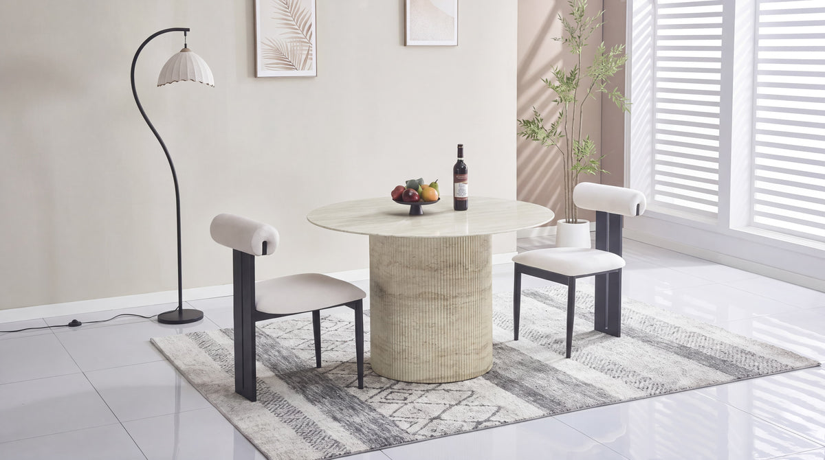 Lot de 2 chaises de salle à manger modernes TIFFANY en tissu velours - Trust Industrie - Assise Beige - Pied Noir
