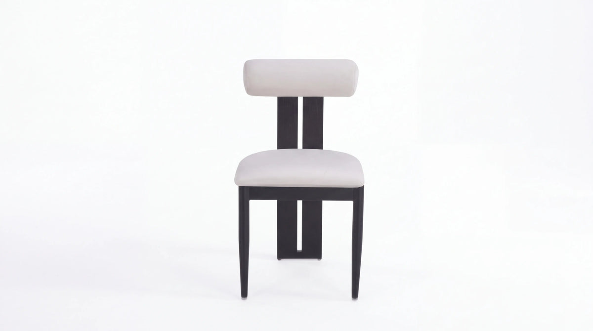Lot de 2 chaises de salle à manger modernes TIFFANY en tissu velours - Trust Industrie - Assise Beige - Pied Noir
