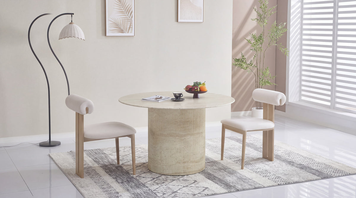 Lot de 2 chaises de salle à manger modernes TIFFANY en tissu velours - Trust Industrie - Assise Beige - Pied Bois