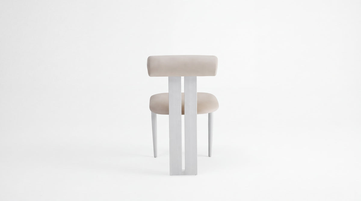 Lot de 2 chaises de salle à manger modernes TIFFANY en tissu velours - Trust Industrie - Assise Beige - Pied Blanc