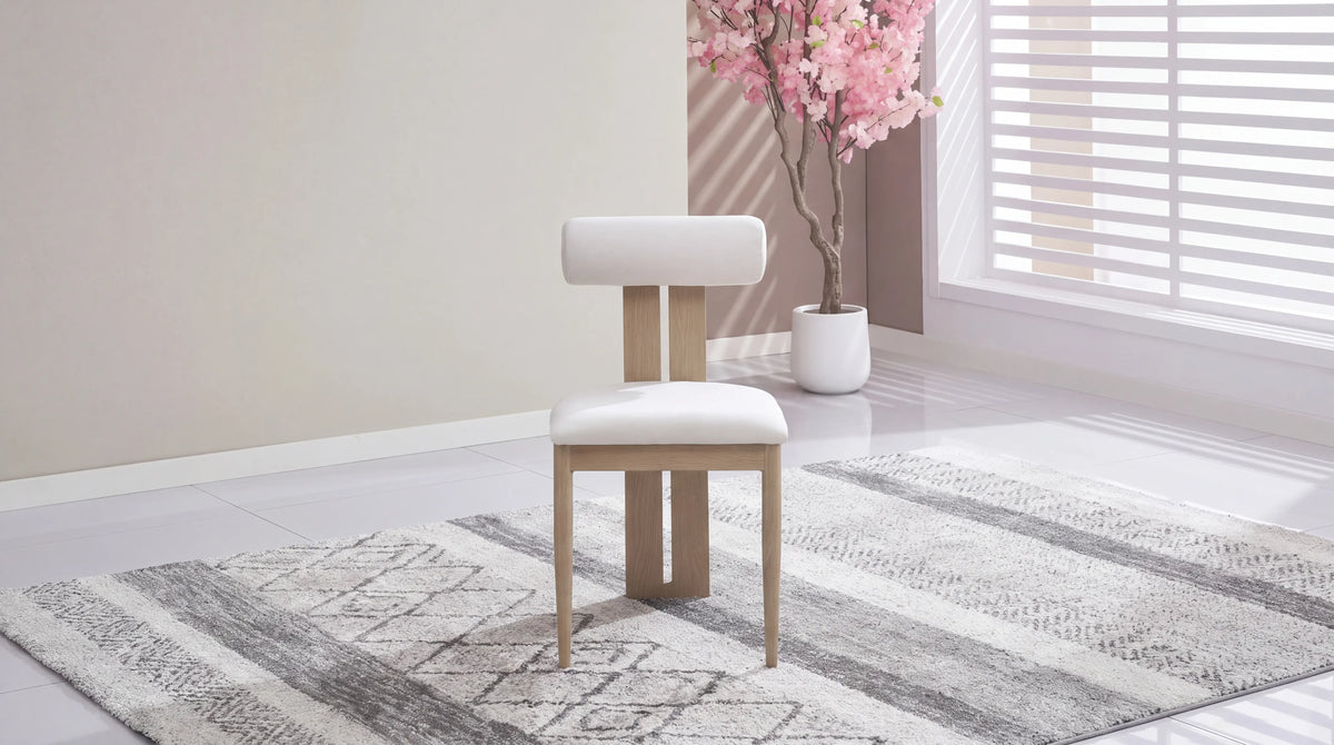 Lot de 2 chaises de salle à manger modernes TIFFANY en tissu velours - Trust Industrie - Assise Beige - Pied Bois naturel