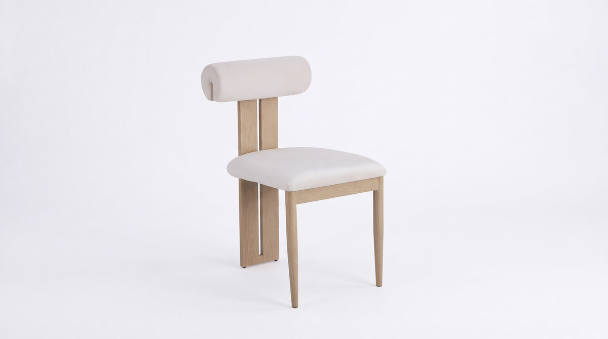 Lot de 2 chaises de salle à manger modernes TIFFANY en tissu velours - Trust Industrie - Assise Beige - Pied Bois naturel