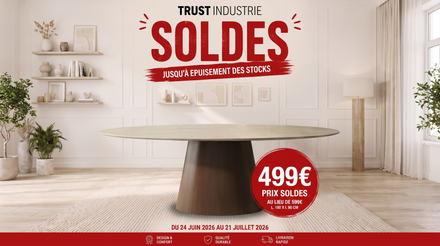 Table à manger ovale ARON TRAVERTIN avec plateau travertin et pieds noyer