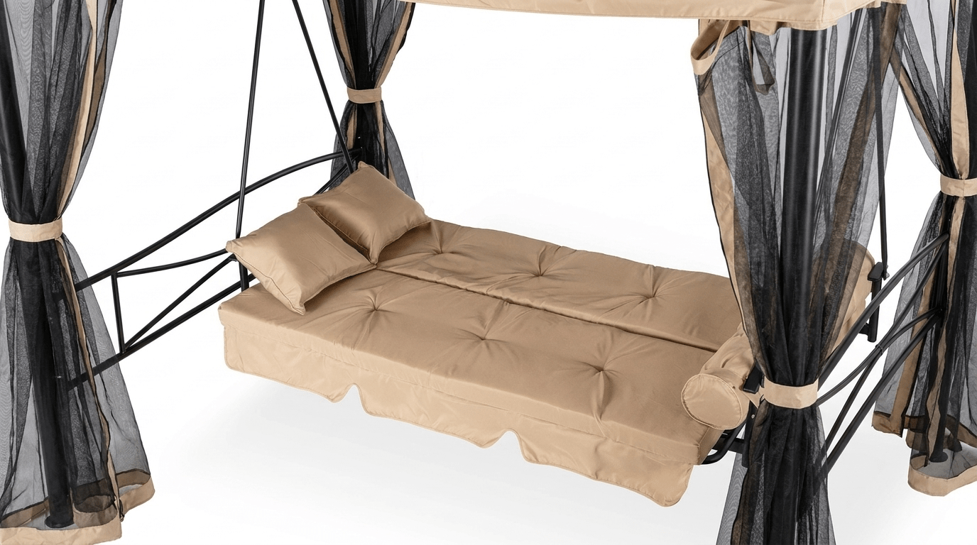 Balançoire de jardin CARMEN avec toit et moustiquaire - TRUST INDUSTRIE - Beige - 
