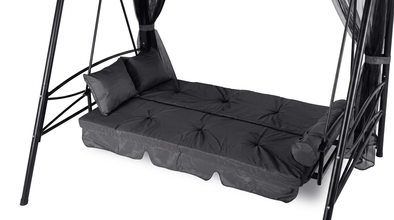 Balançoire de jardin CARMEN avec toit et moustiquaire - TRUST INDUSTRIE - Gris