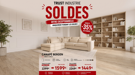 Canapé d'angle déhoussable 6 places BABY BERGEN en velours