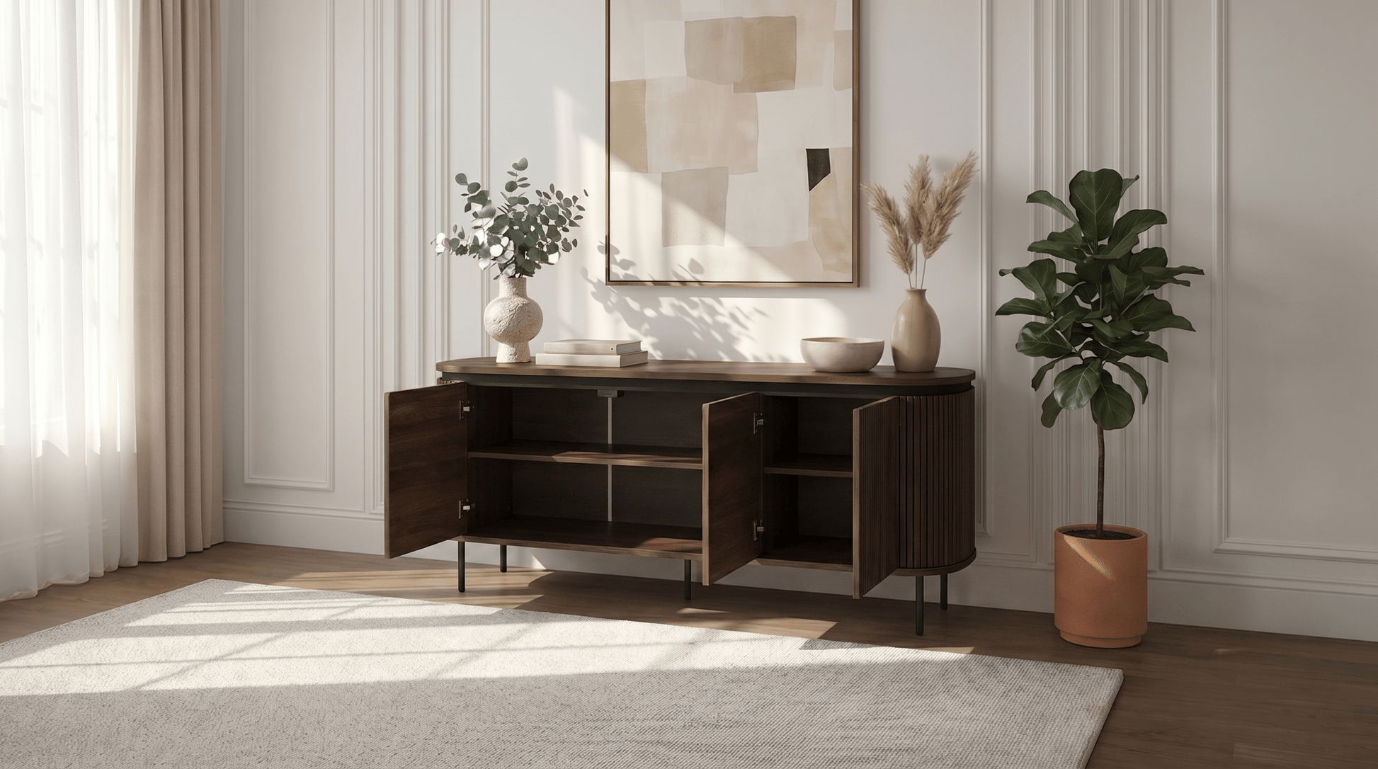 Buffet BECK 160 cm à trois portes - TRUST INDUSTRIE - Chêne - 