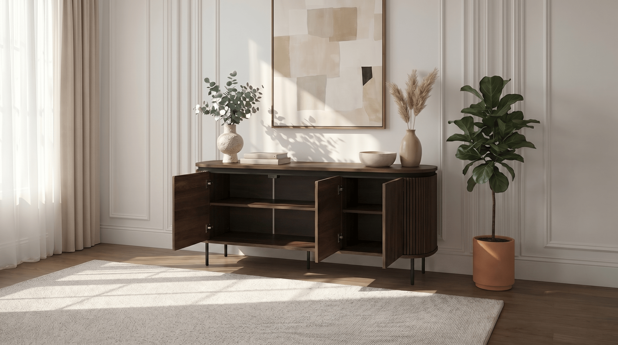 Buffet BECK 160 cm à trois portes - TRUST INDUSTRIE - Chêne - 