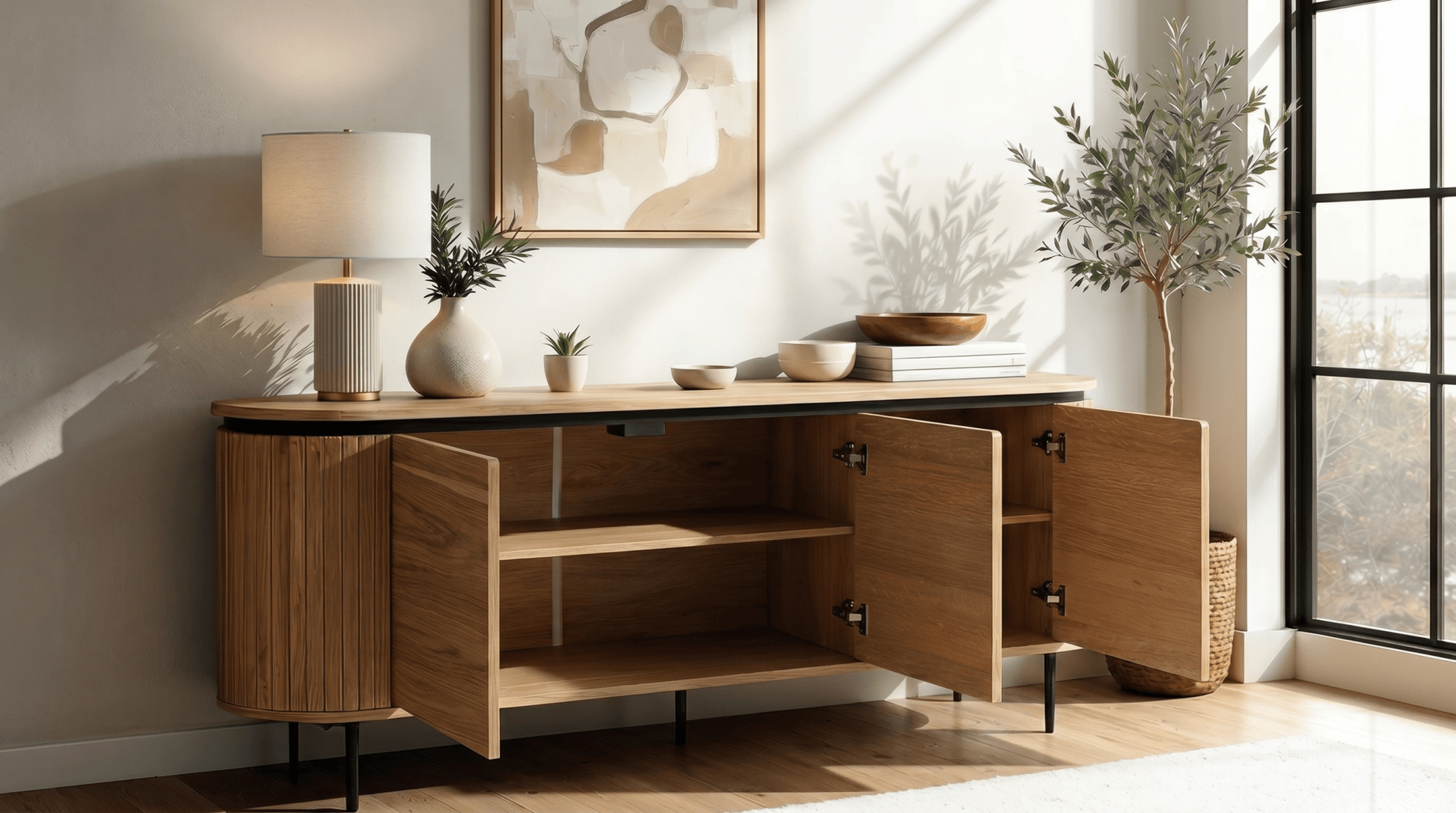 Buffet BECK 160 cm à trois portes - TRUST INDUSTRIE - Chêne - 